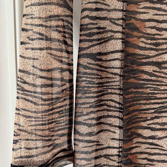 Topshop Sheer Tiger Print Mesh Mini Dress Long Sleeve Bodycon Size US 12 - Picture 2 of 5